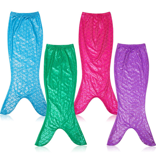 Toulite mermaid tail 4-pack in vibrant colors for kids' party costumes.