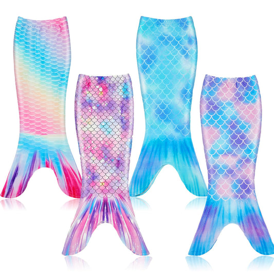 Toulite mermaid tail set in four colors for girls' dress-up at parties.