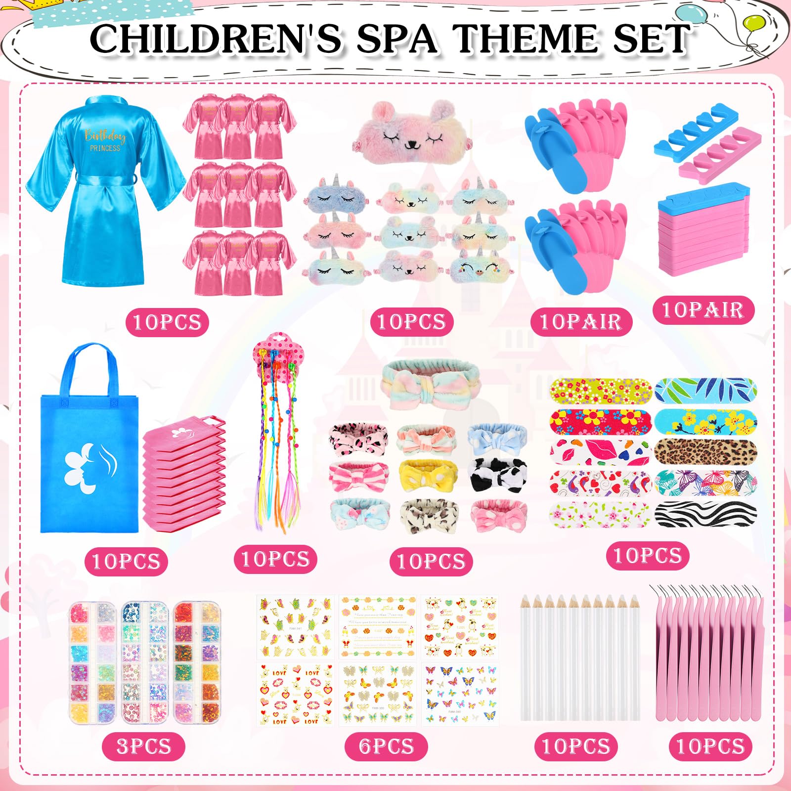 Toulite spa party headbands adding a cute finish to outfits.