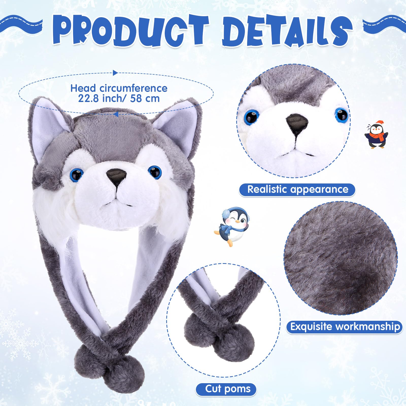 Toulite wolf hat cute animal face adds playful style to parties