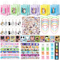 TOUPONS 122pcs cat party favors set, vibrant assorted items for a themed party décor