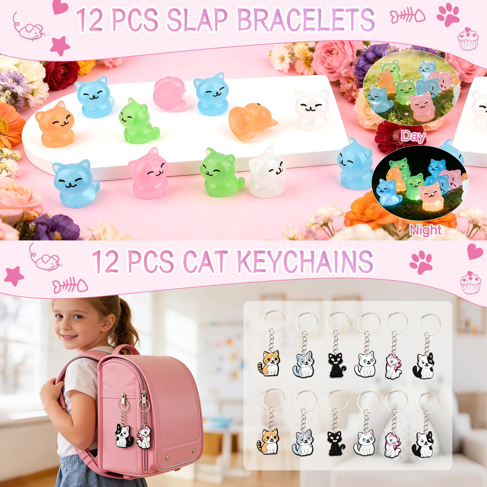 TOUPONS luminous mini resin cats glow in the dark after sun exposure