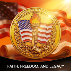 Touzanious Charlie Kirk coin high-relief engraving showing precise details for longevity.