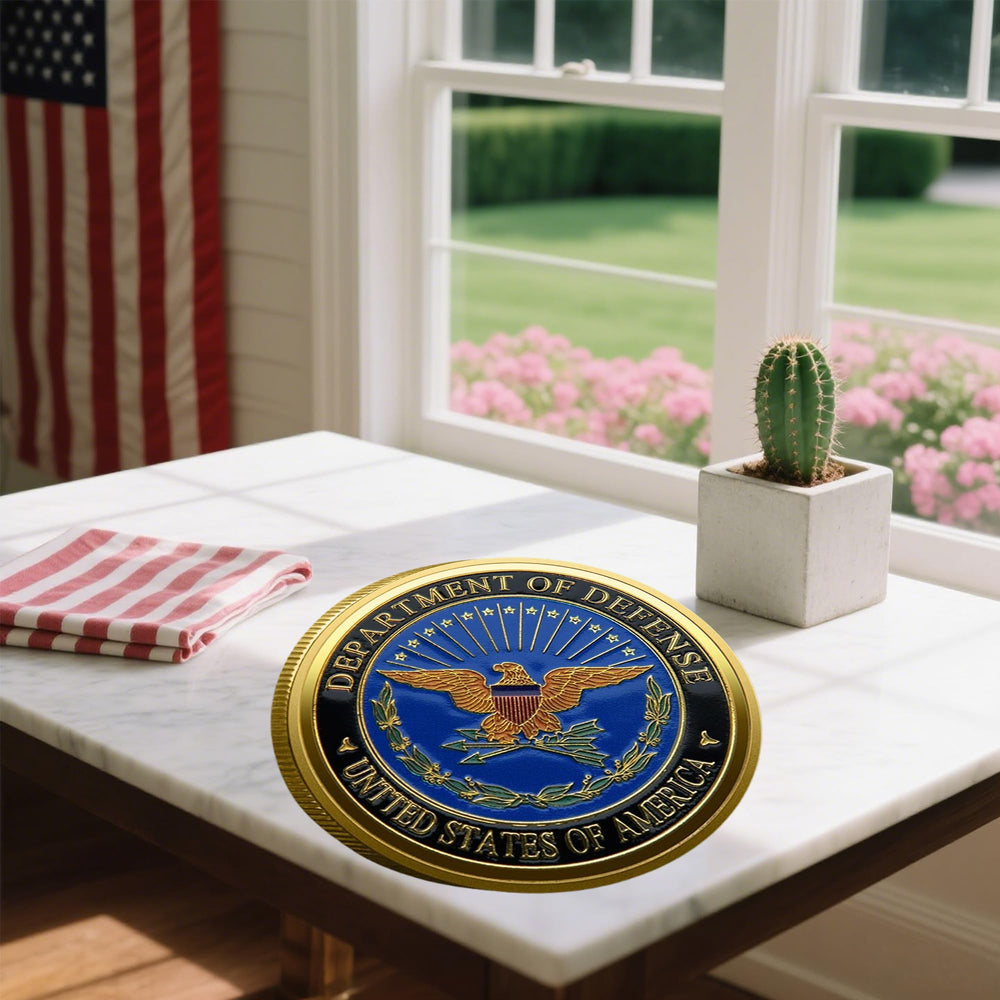 Touzanious DoD seal reverse with full color, perfect for patriotic displays.