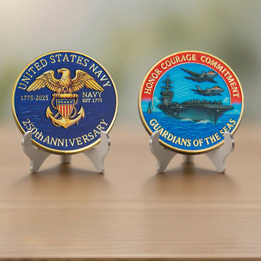 Touzanious USA Navy 250th back view shows emblem and eagle, great for gifting to veterans.