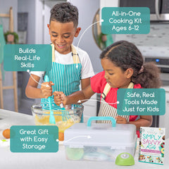 TOVLA JR Kids Real Cooking Set comes with cutting board for kid-friendly chopping.