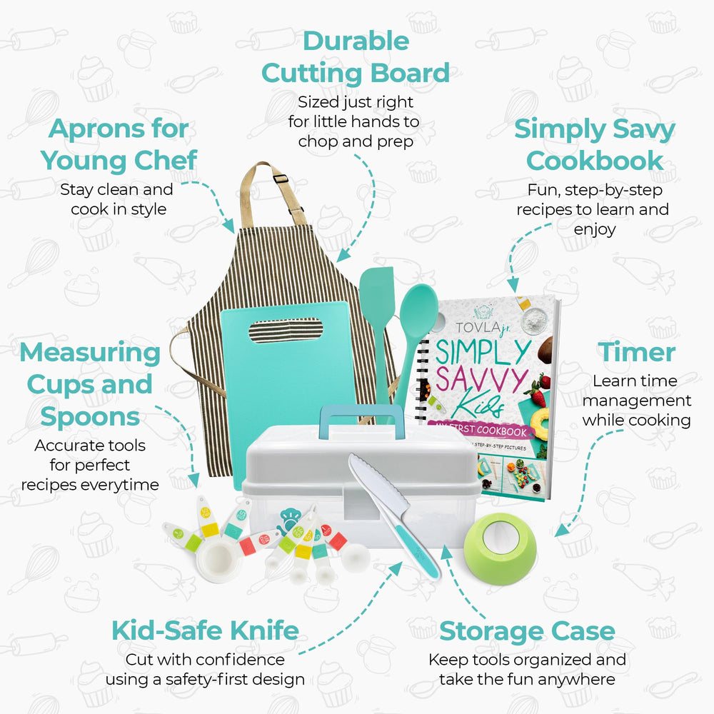 TOVLA JR Kids Real Cooking Set includes spatula for easy, mess-minimizing cooking.