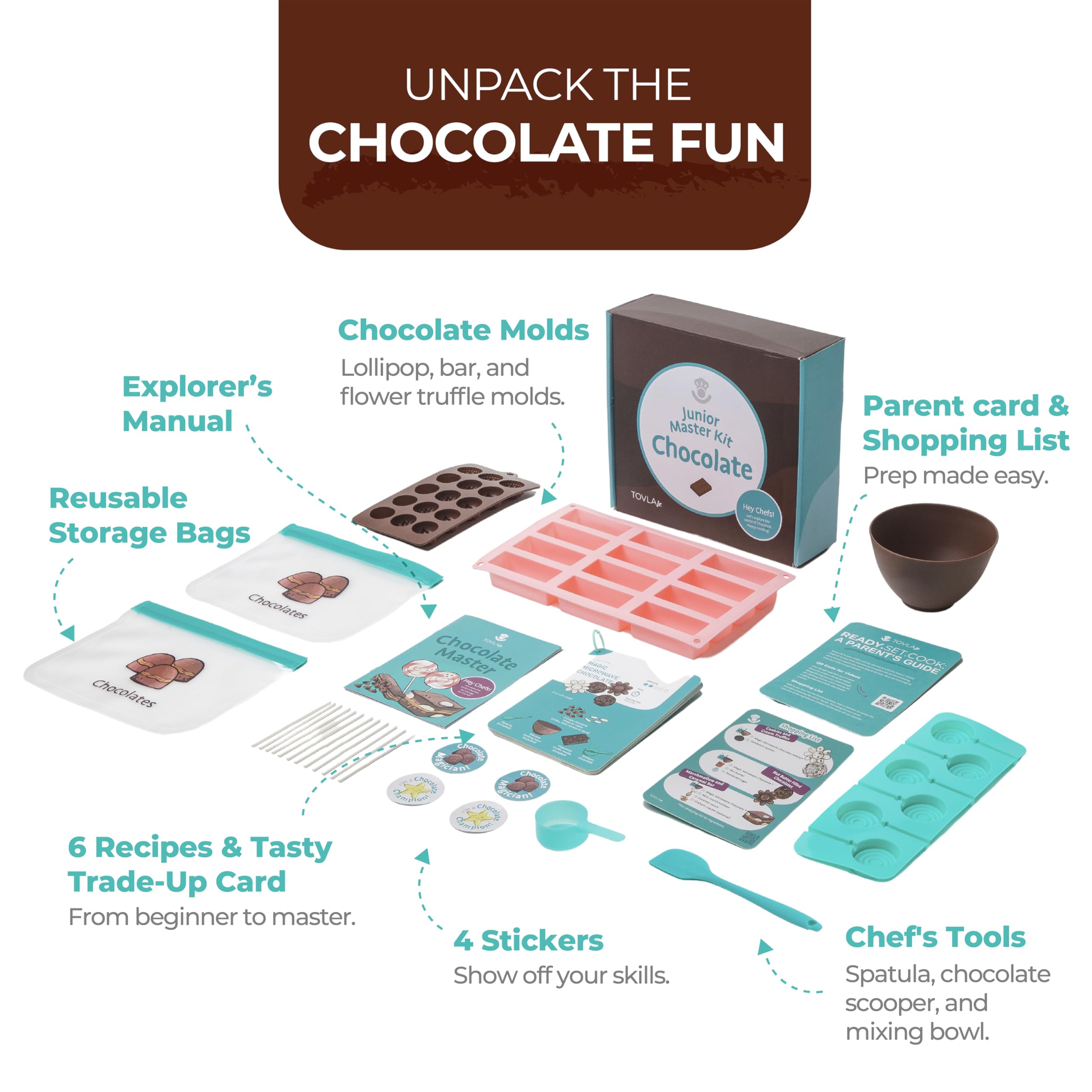 Tovla Jr Real Chocolate Kit chocolate bar mold easy, kid-friendly chocolatemaking activity