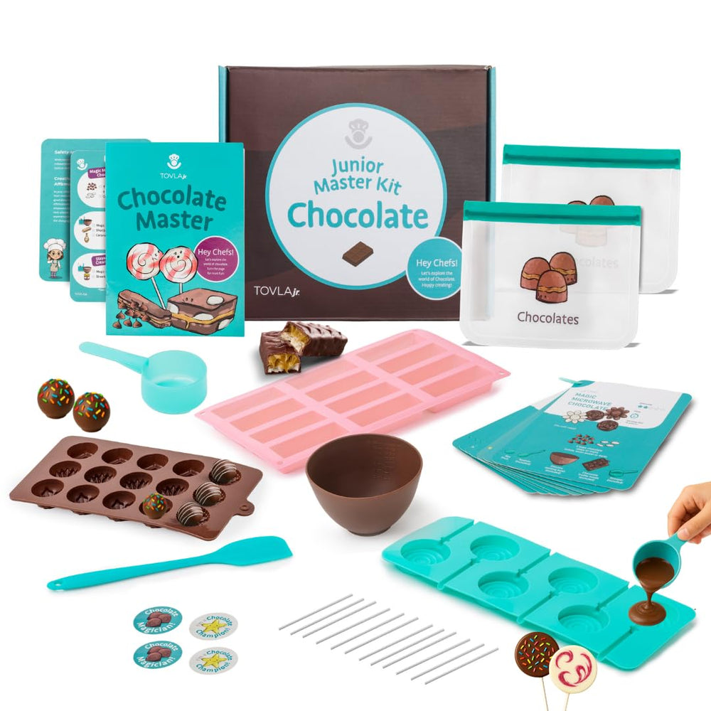 Tovla Jr Real Chocolate Kit lollipop mold encourages creativity and safe kitchen play for kids