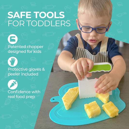 Tovla Jr. toddler chopper with safe design for small hands.