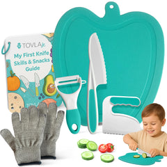 Tovla Jr. toddler knife cutting set enables real food prep safely.