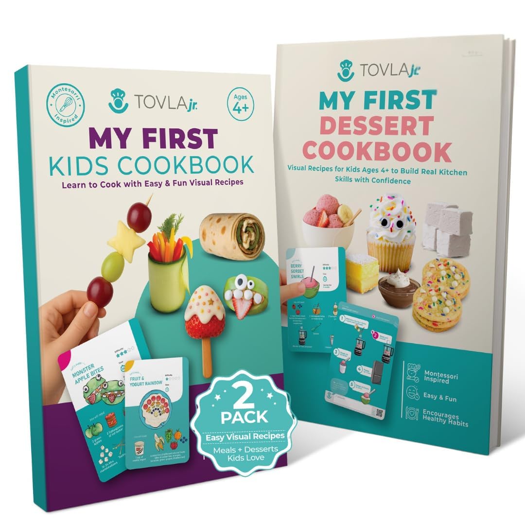 Tovla Jr two-book set visual cooking system supports independent learning with clear pictures.