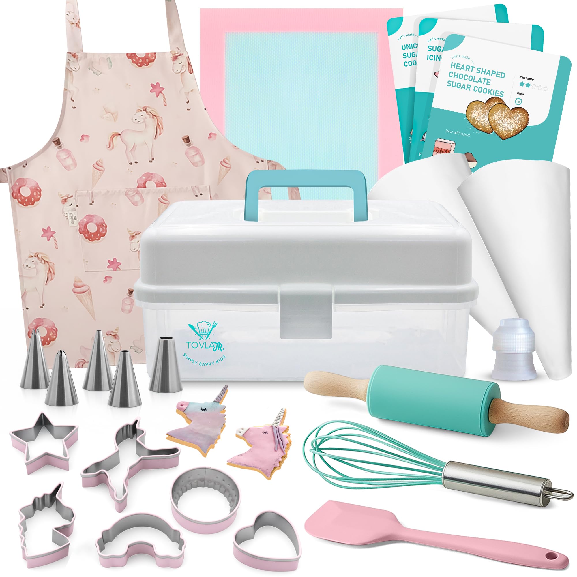 Tovla Jr unicorn baking set storage case keeps tools organized and ready