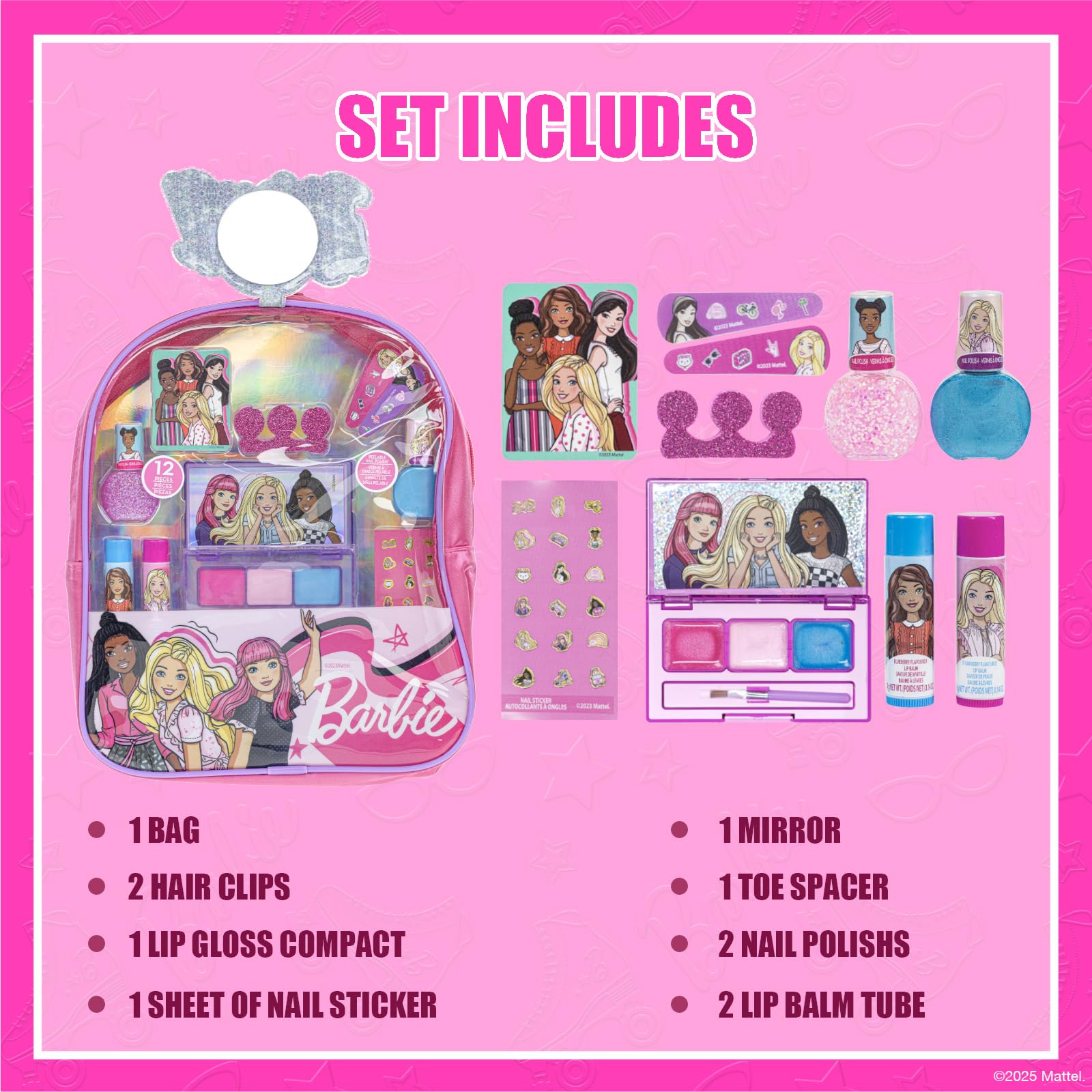 Townley Girl Barbie nail polish bubble gum scent shown for color fun