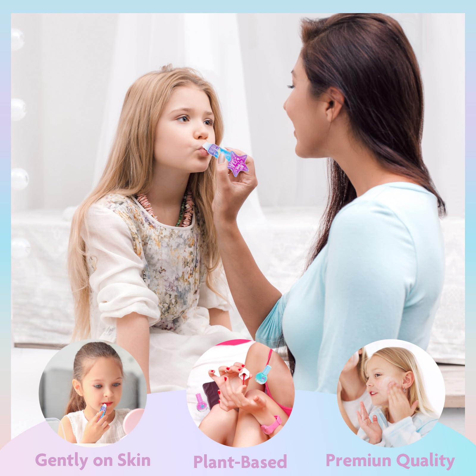 Townley Girl blue nail polish bottle, easy peel-off removal.