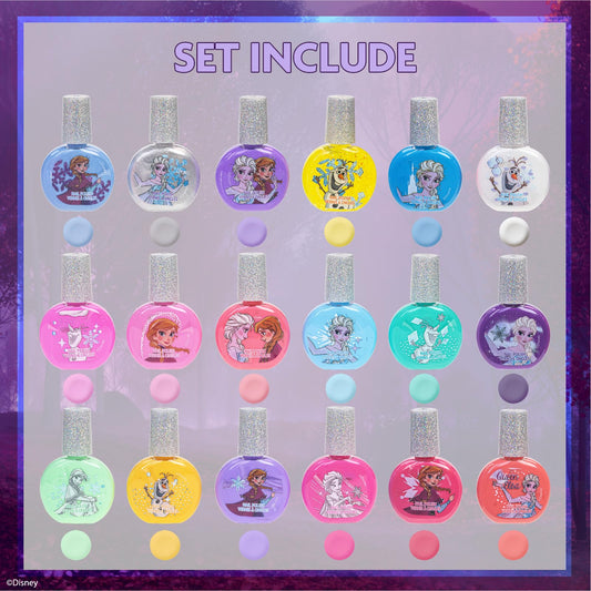 Townley Girl Disney Frozen 2 glitter pink nail polish bottle for colorful pretend manicures.
