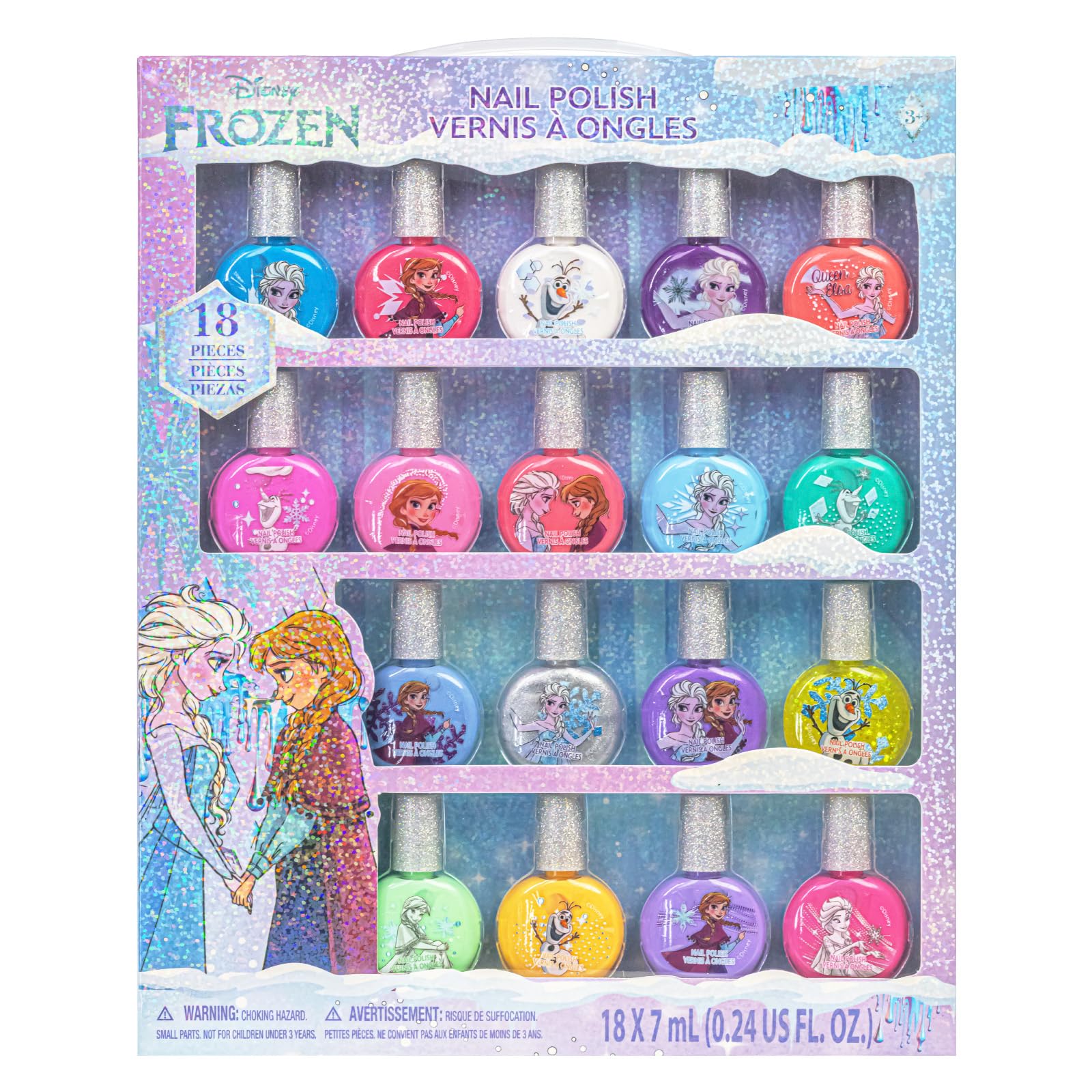 Townley Girl Disney Frozen 2 peel-off nail polish set with 18 colors for kids.