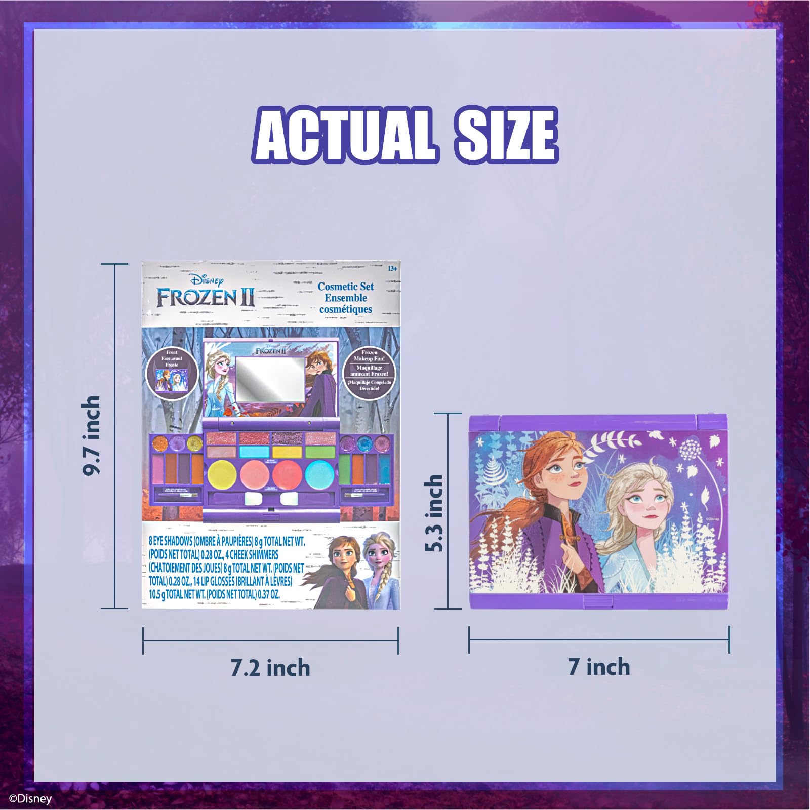 Townley Girl Disney Frozen eye shadows palette features blue, green, purple hues