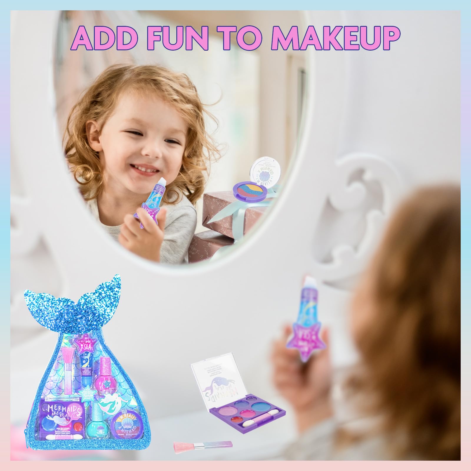 Townley Girl lip gloss compact with built-in brush for easy application.