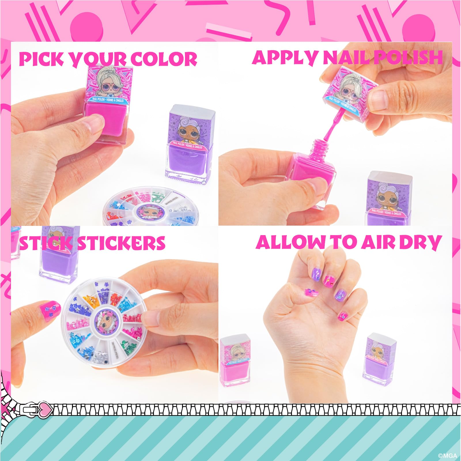 Townley Girl L.O.L. Surprise nail gems, glitter accents for glam nails.