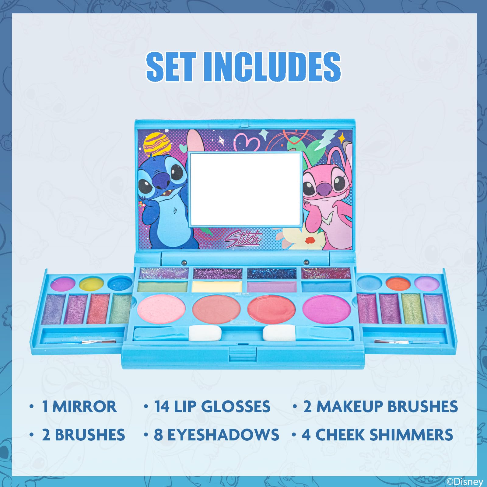 Townley Girl Stitch lip gloss colors show shimmering lips, ideal for sleepovers