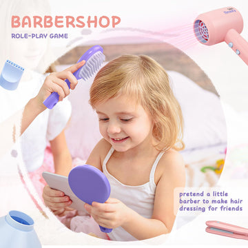 Toy Choi's pretend straightener for authentic styling practice