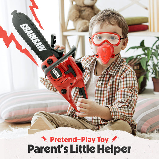 Toy Choi's chainsaw toy emits realistic starter engine sound for imagination.