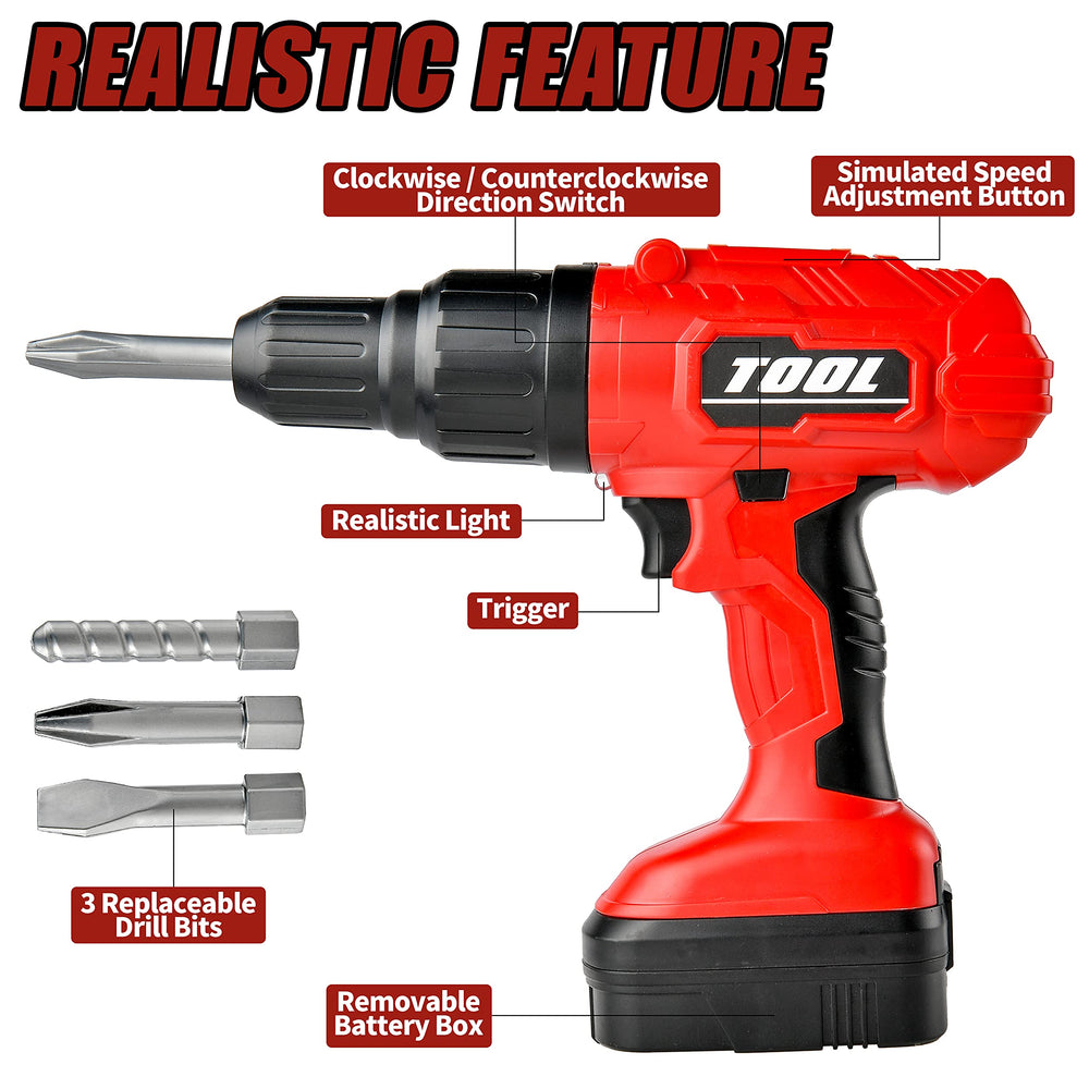 Toy Choi's drill set side view showcases compact design easy for small hands.