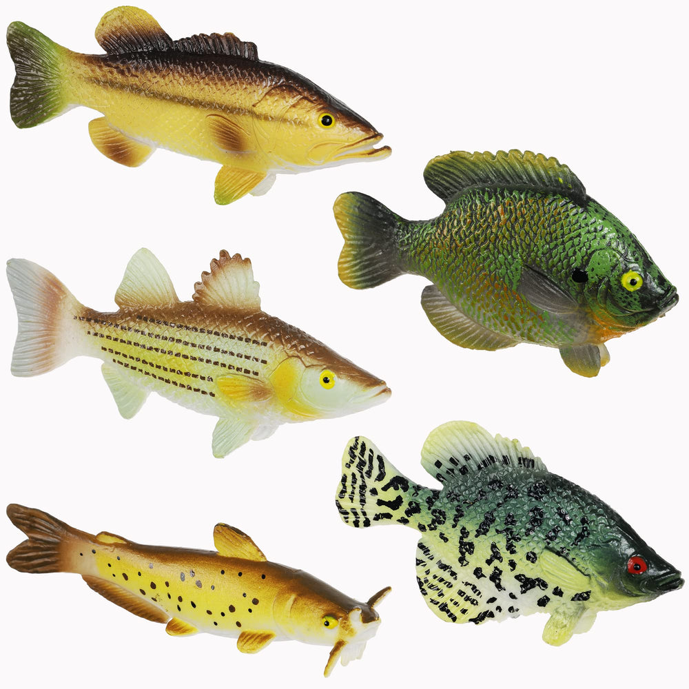 Toy Fish Factory American Angler collection box with five realistic fish figurines for learning