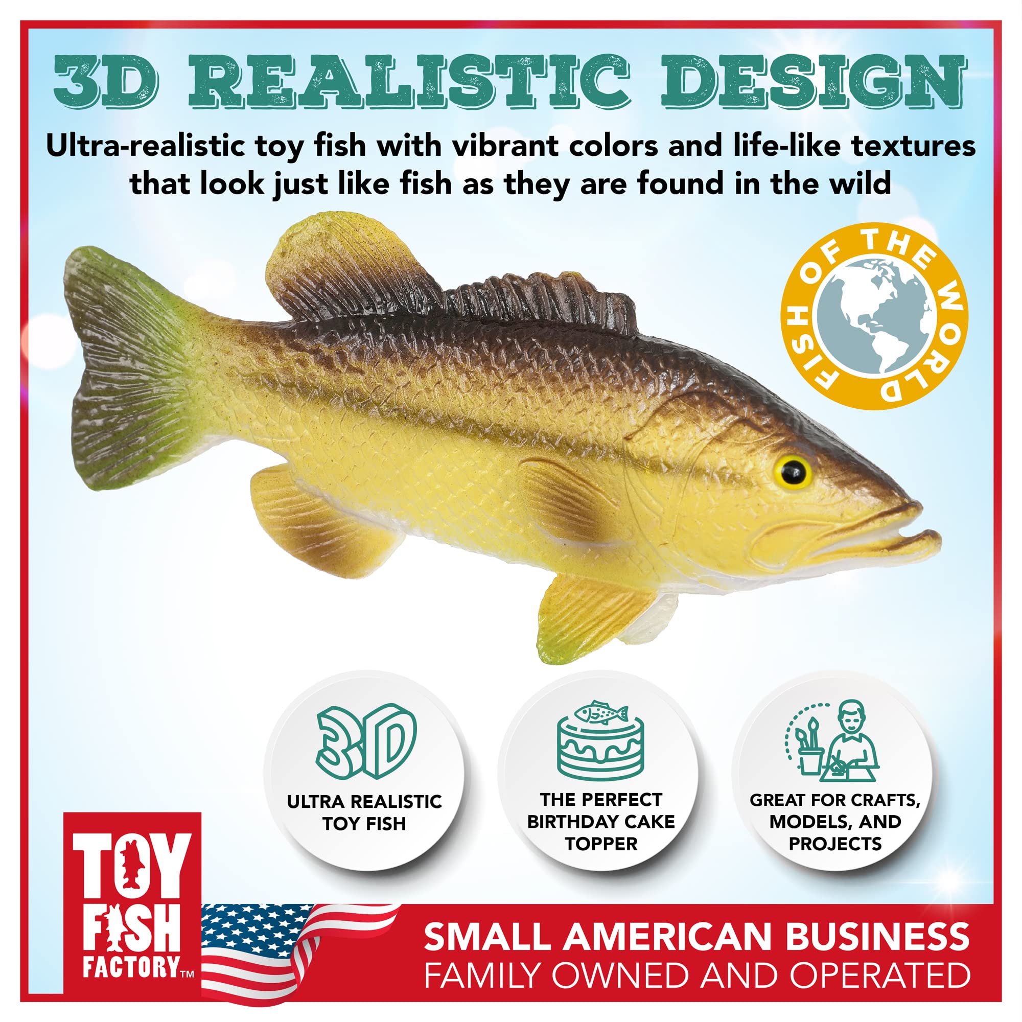 Largemouth bass toy by Toy Fish Factory for imaginative play