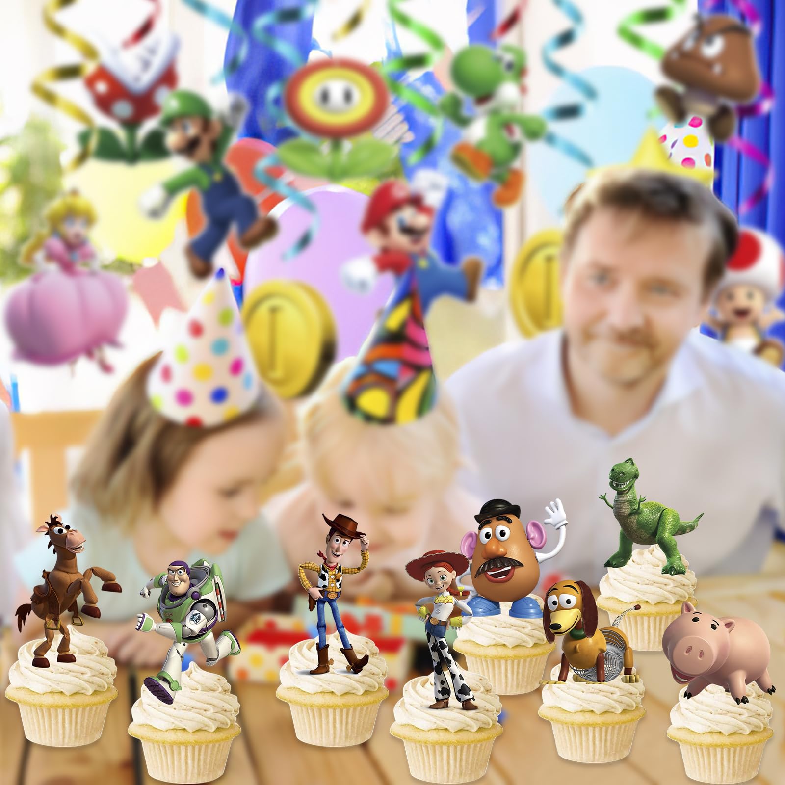 Toy Inspired Story toppers eight design collection for versatile birthday decor.