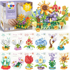 TOY Life 36-pack flower building blocks in vibrant colors for creative, hands-on play.