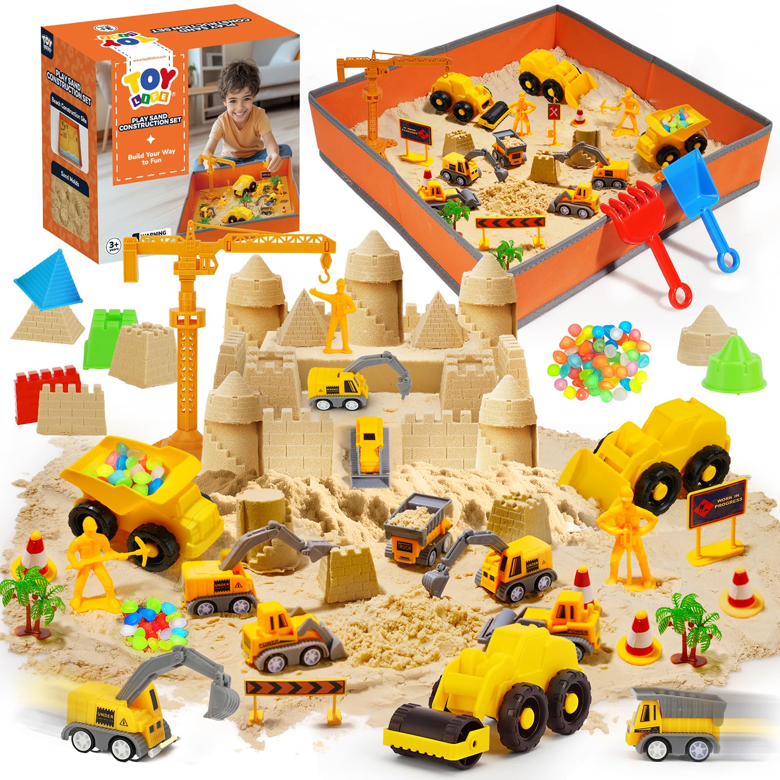 TOY Life 38-pcs sand construction kit enabling creative building and fine motor play.