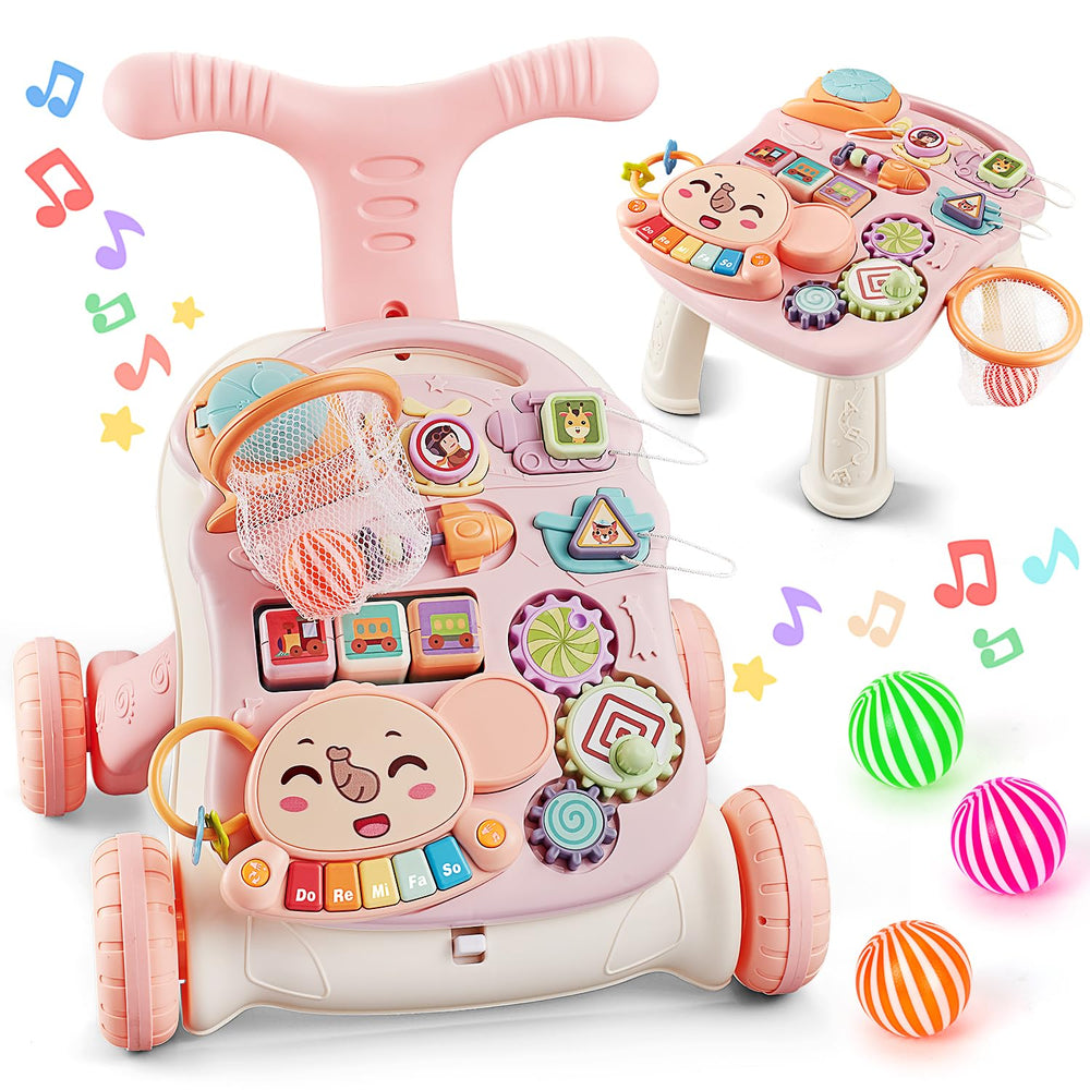 TOY Life 3-in-1 pink push walker front view supports early mobility and exploration.