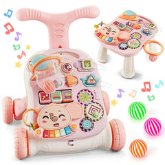 TOY Life 3-in-1 pink push walker front view supports early mobility and exploration.