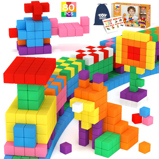 TOY Life 80PCS magnetic blocks set ready for creative 3D building.