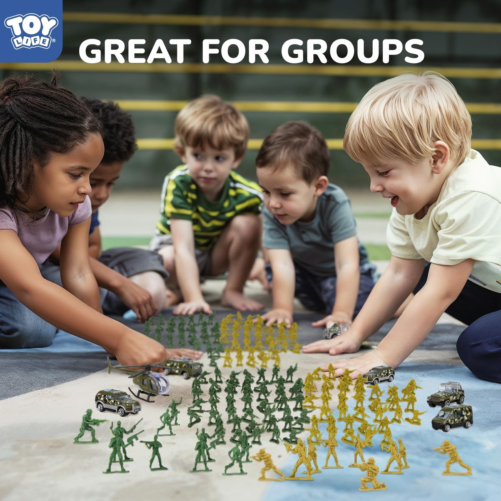 TOY Life army men collection closeup showing detailed, durable figures.