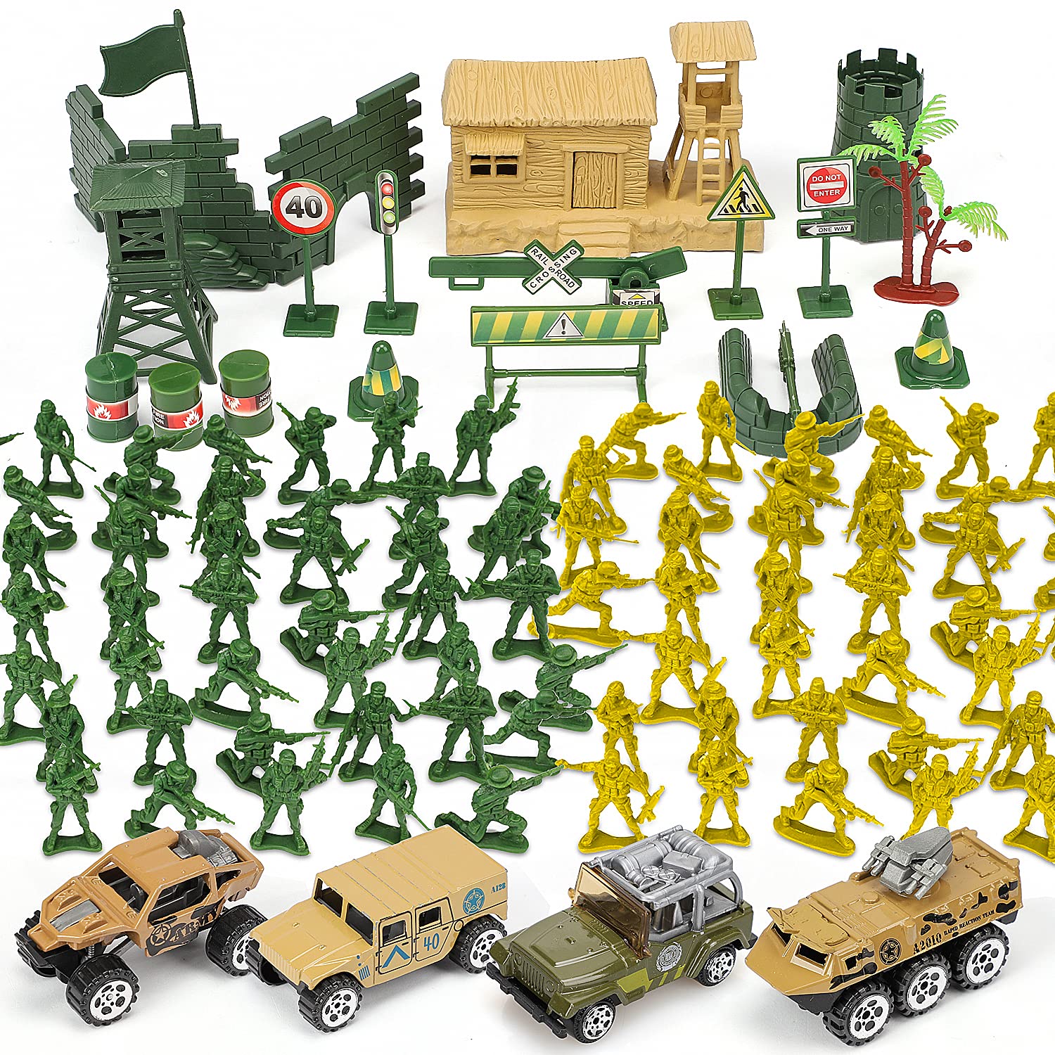 TOY Life army men figures close-up with durable plastic and smooth edges for safe play.