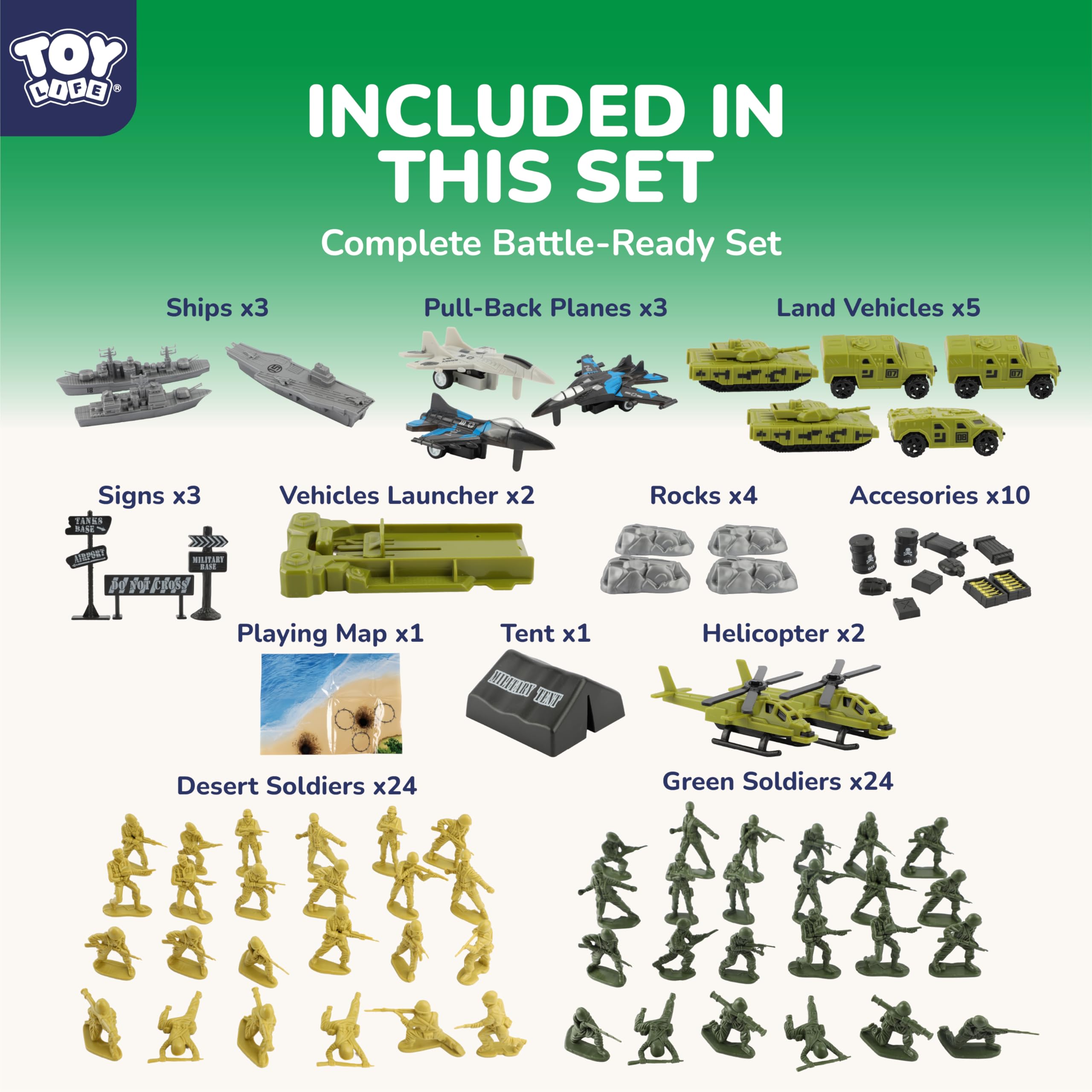 TOY Life Army Men Playset navy ships support sea missions and teamwork.