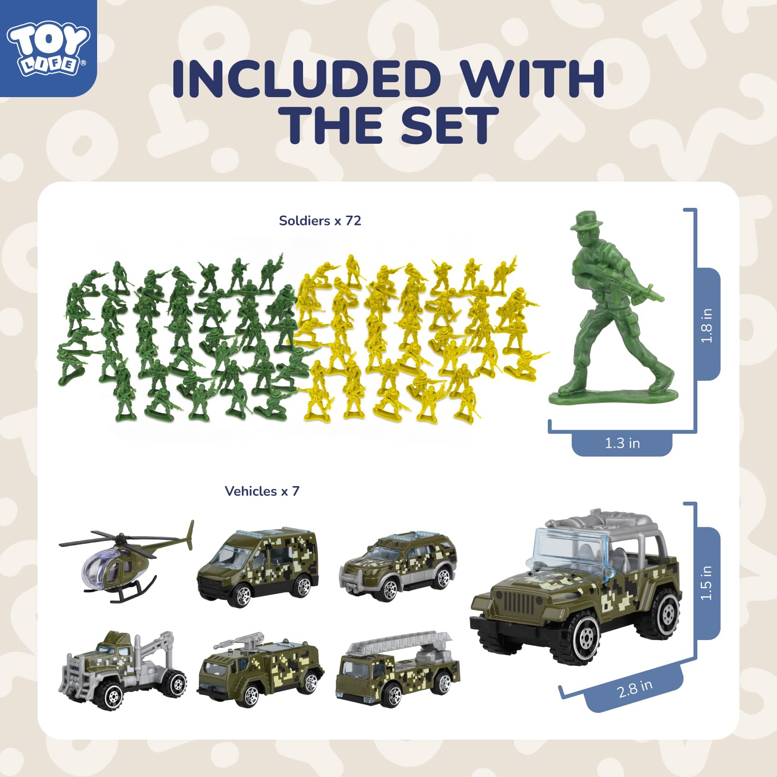TOY Life diecast jeep features realism and sturdy construction for battles.
