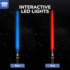 TOY Life blue and red sabers connected in dual-blade mode for immersive battles.