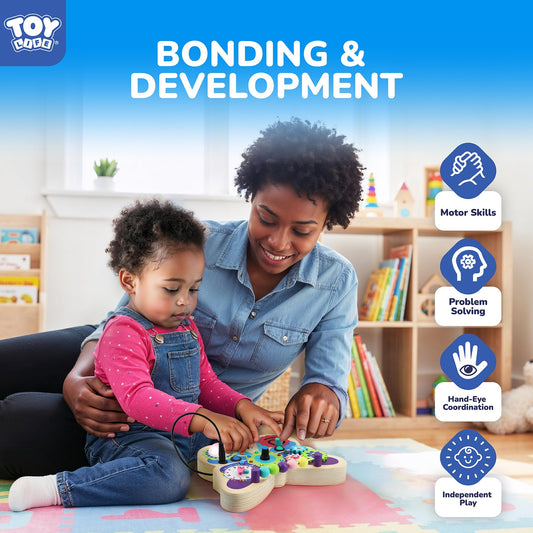 TOY Life butterfly busy board gears view supports fine motor skill exploration.