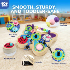 TOY Life butterfly busy board sliders view invites problem solving during play.