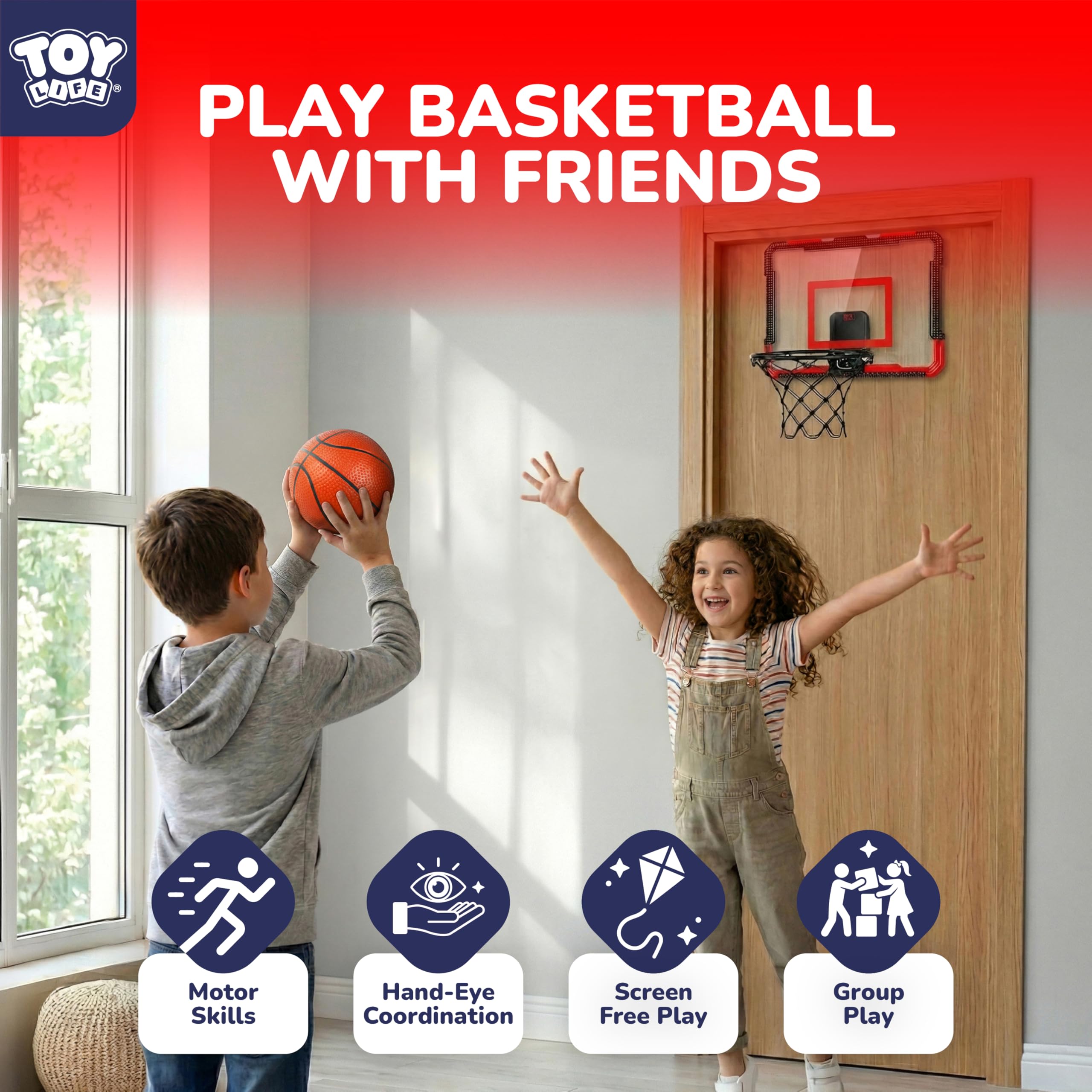 TOY Life child playing indoors promotes active skill-building.