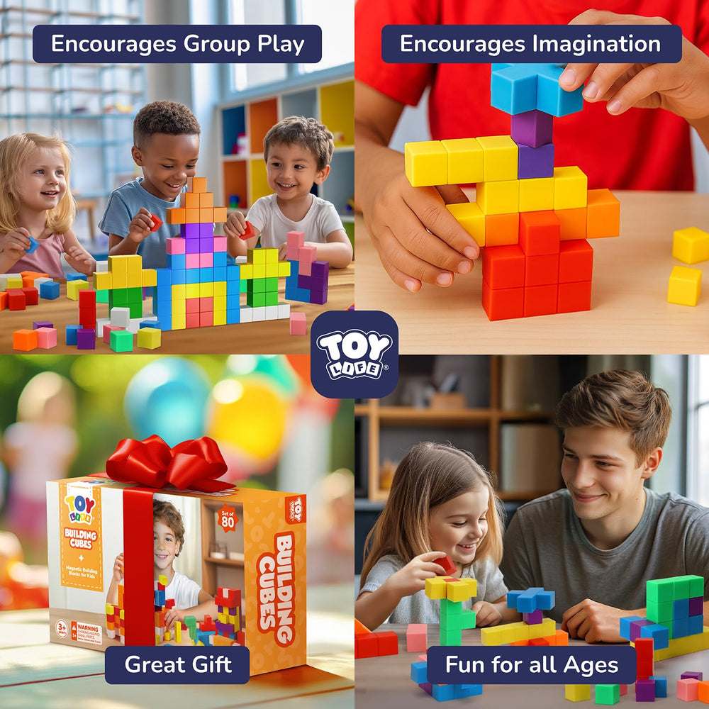 TOY Life kids building in 3D, exploring shapes and balance at the table.