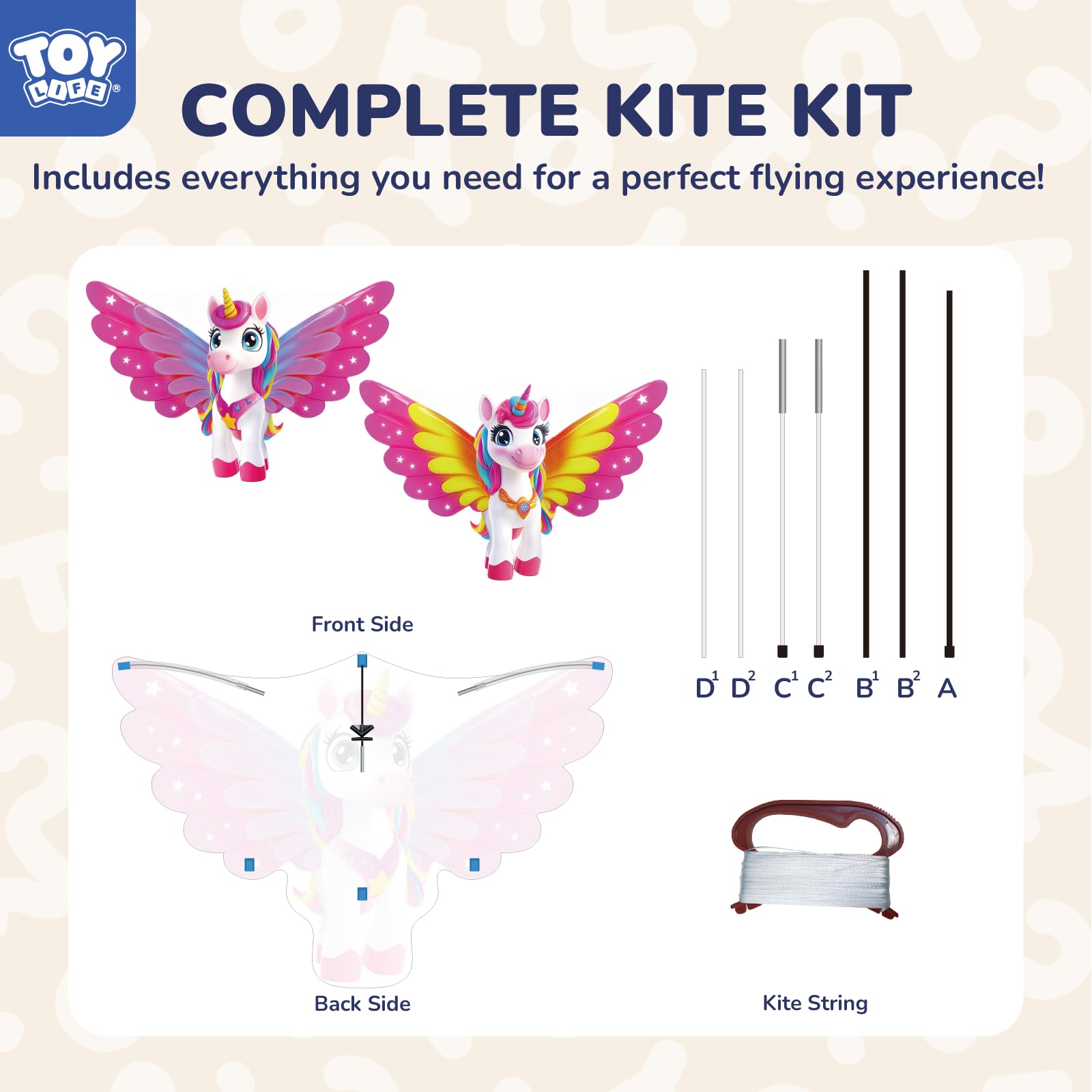 TOY Life complete kite set includes string, handle, and bag for instant setup.