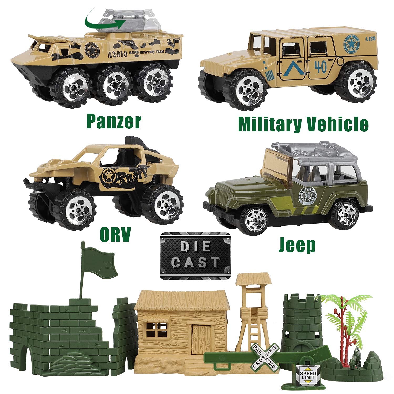TOY Life diecast vehicles add scale and action to battles.