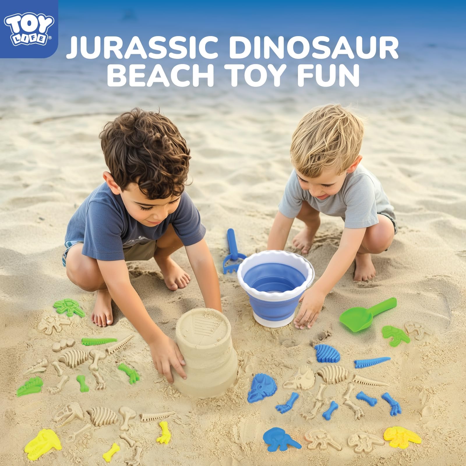 TOY Life dinosaur fossil molds for creative sand detail and storytelling.