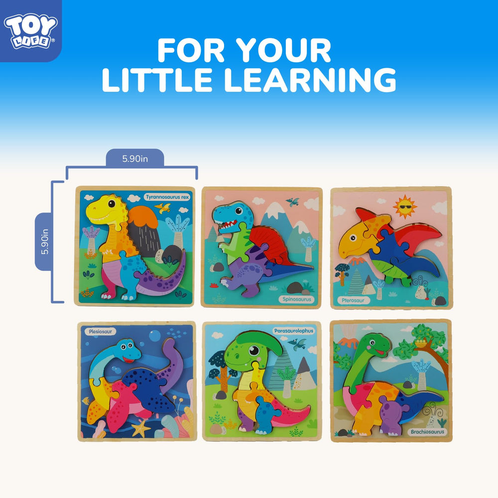 TOY Life Dinosaur Puzzles 6-Pack age-appropriate design for 1-4 year olds