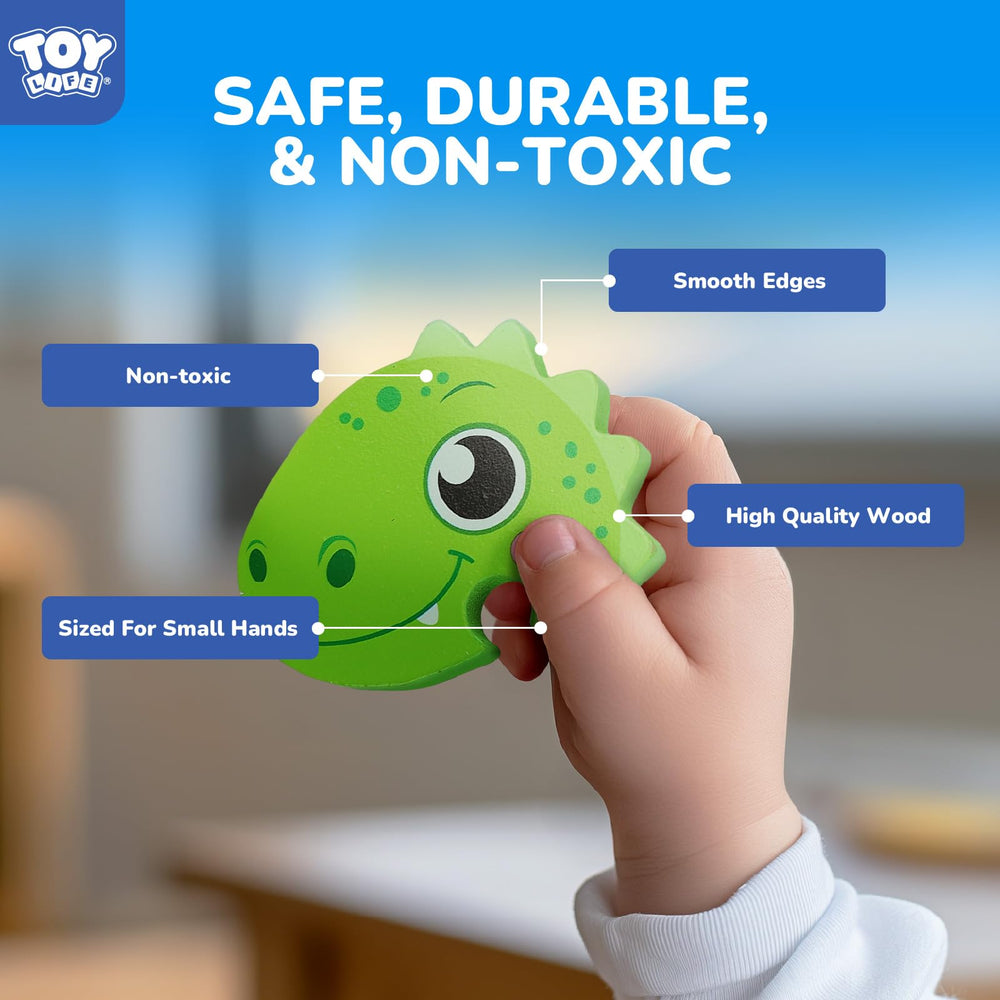 TOY Life Dinosaur Puzzles 6-Pack toddlers' hands exploring chunky pieces to boost grasp